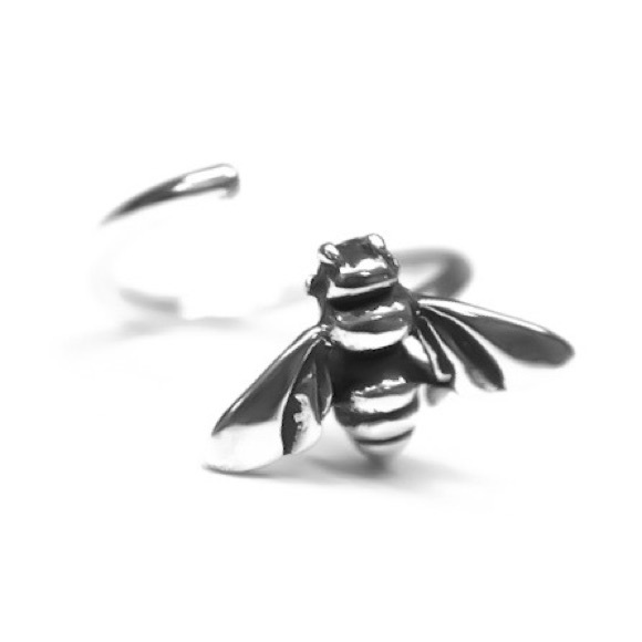 925 Sterling Silver Honey Bee Cartilage Helix Tragus Rook Conch Hoop Earring - Picture 5 of 9